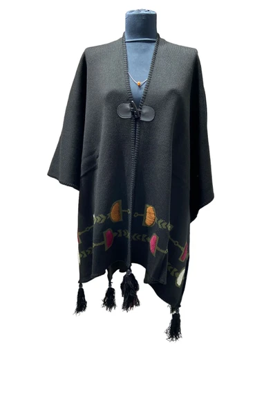 Akmoda Kalın Kışlık Triko Uzun  Panço ürün görseli 1