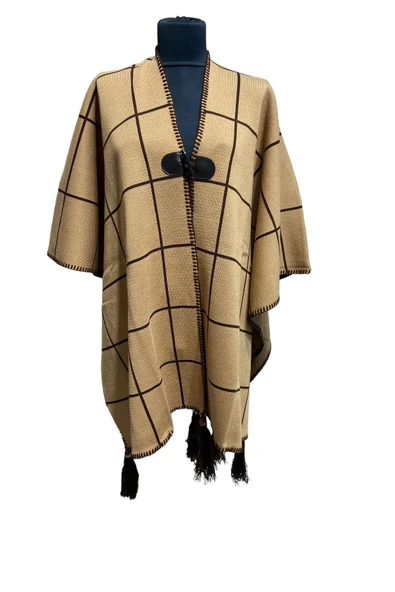 Akmoda Kalın Kışlık Triko Uzun  Panço