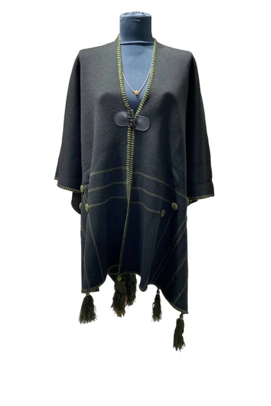 Akmoda Kalın Kışlık Triko Uzun  Panço ürün görseli 1