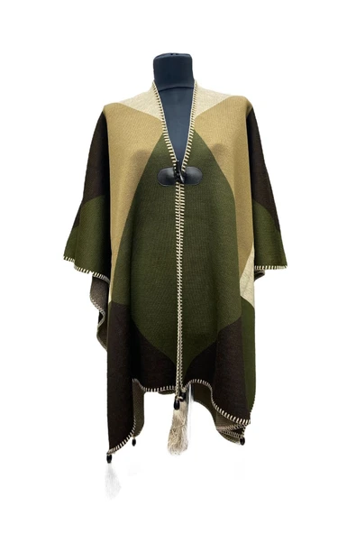 Akmoda Kalın Kışlık Triko Uzun Panço