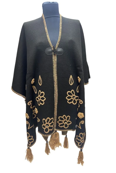 Akmoda Kalın Kışlık Triko Uzun  Panço ürün görseli 1