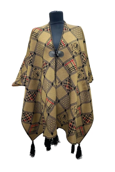 Akmoda Kalın Kışlık Triko Uzun Panço ürün görseli 1