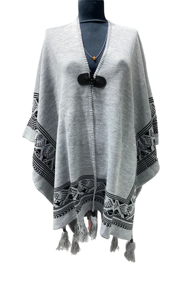 Akmoda Kalın Kışlık Triko Uzun  Panço