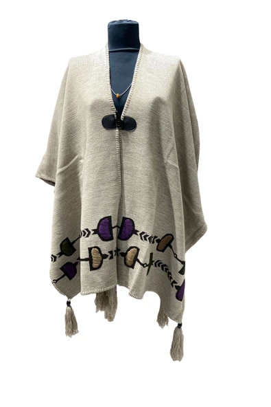 Akmoda Kalın Kışlık Triko Uzun  Panço