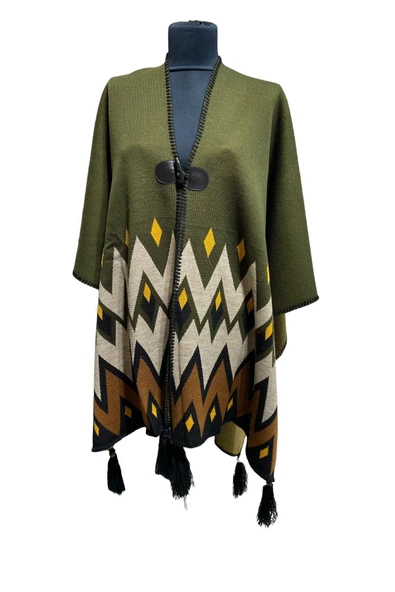 Akmoda Kalın Kışlık Triko Uzun  Panço ürün görseli 1