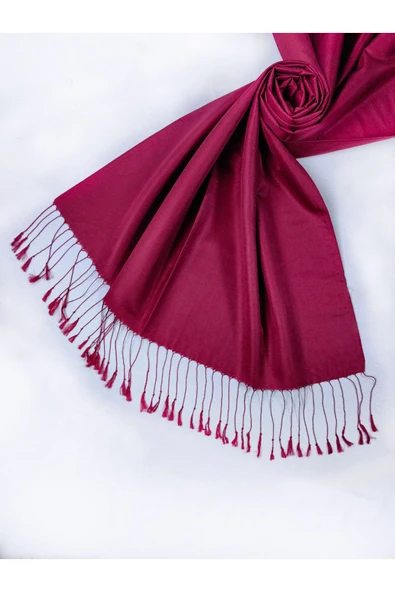 Mısırlı Eşarpları Çift Taraflı Düz Renk İpek Şal - Resim 4