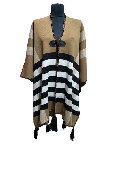 Akmoda Kalın Kışlık Triko Uzun  Panço ürün görseli 1