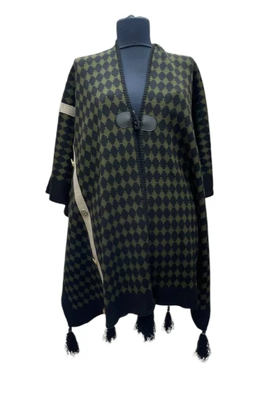 Akmoda Kalın Kışlık Triko Uzun  Panço