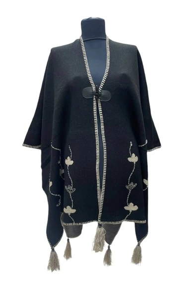 Akmoda Kalın Kışlık Triko Uzun  Panço ürün görseli 1