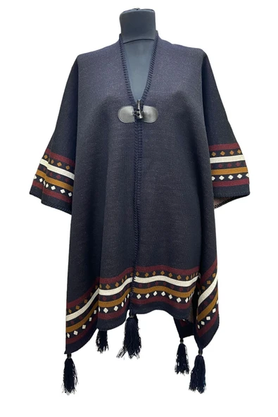 Akmoda Kalın Kışlık Triko Uzun Panço ürün görseli 1