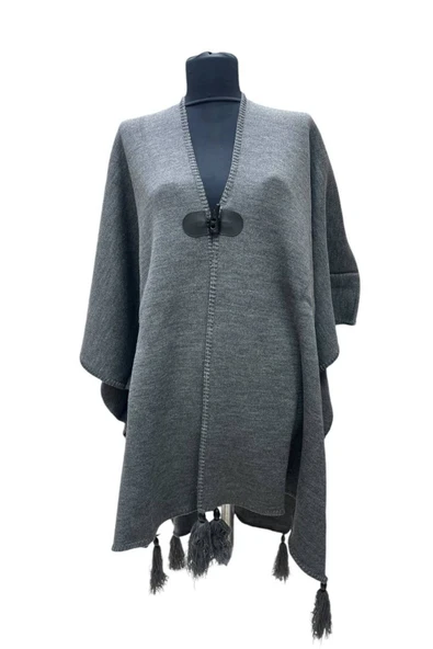Akmoda Kalın Kışlık Triko Uzun  Panço