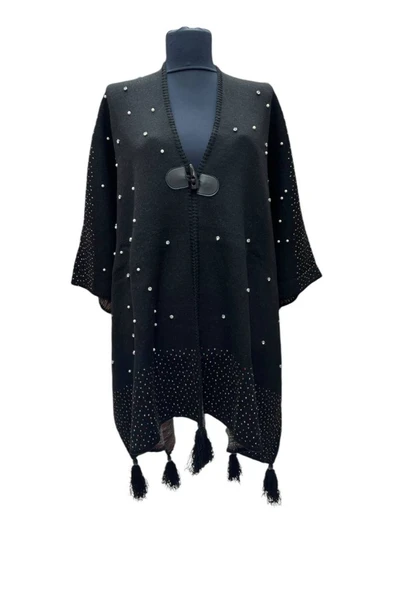 Akmoda Kalın Kışlık Triko Uzun  Panço ürün görseli 1