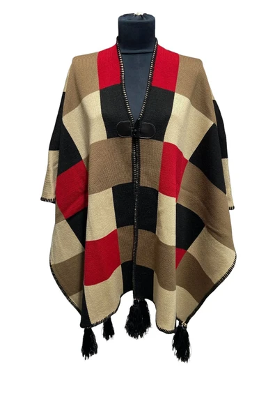 Akmoda Kalın Kışlık Triko Uzun  Panço ürün görseli 1