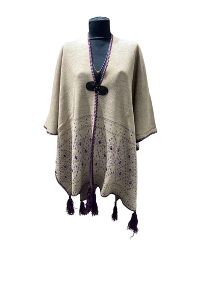 Akmoda Kalın Kışlık Triko Uzun  Panço ürün görseli 1