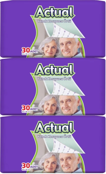 Actual Hasta Alt Açma Yatak Koruyucu Örtü 60*90CM 90 Adet (3PK*30)