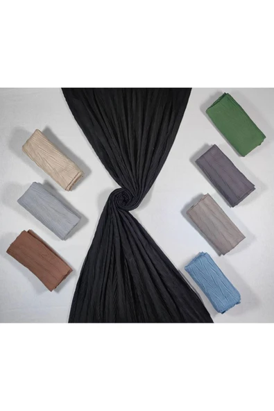 Akmoda Bambu Kraş Ağaç Kabuğu Pliseli Şal - 4
