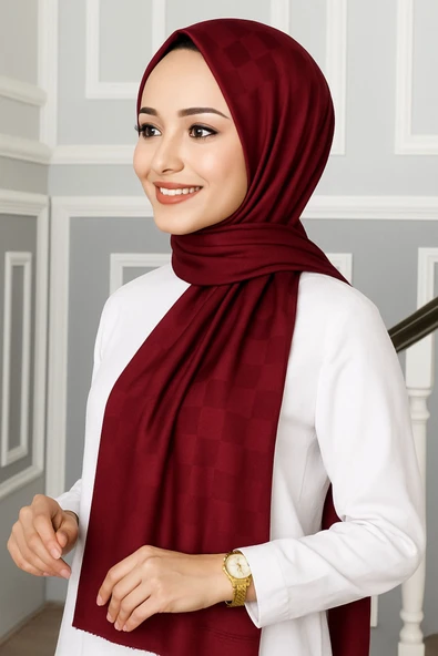 Emproyal Silver Jakar Dama Desenli Şal 75x190 cm - 3