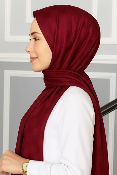 Emproyal Silver Jakar Dama Desenli Şal 75x190 cm