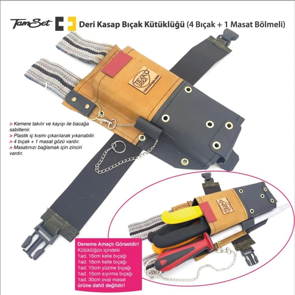 TAMSET Deri Kasap Bıçak Masat Kütüklüğü 4+1 Bölmeli - 2