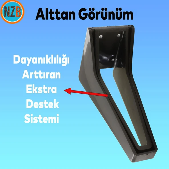 Mobilya Kanepe Sehpa Tv Ünitesi Çekyat Koltuk Ayağı 15 Cm Siyah Baza Ayakları - Resim 5