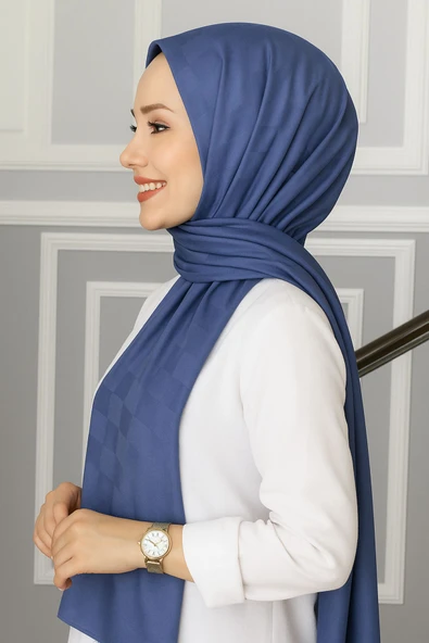 Emproyal Silver Jakar Dama Desenli Şal 75x190 cm - 4