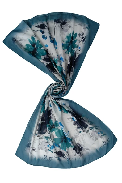 Ebruli Cotton Vual Çiçek Desenli Şal 75x190 cm - 2