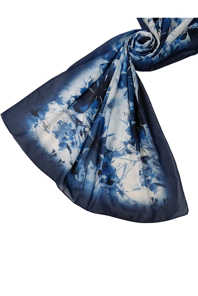 Ebruli Cotton Vual Çiçek Desenli Şal 75x190 cm - 1