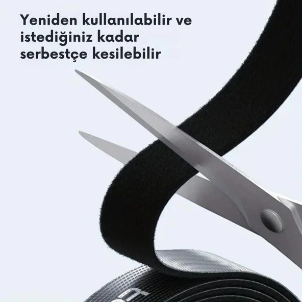 Polham 5 adet Renkli 25 Metre Cırt Cırt Bantlı Kablo Sarıcı Düzenleyici Organizatör, Kesilebilir Kablo Düzenleyici - 2