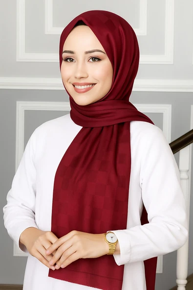 Emproyal Silver Jakar Dama Desenli Şal 75x190 cm - 2