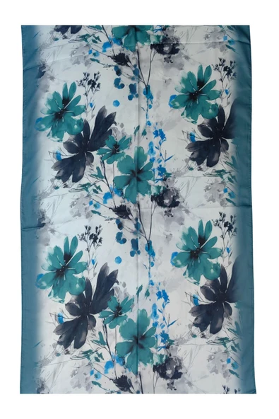 Ebruli Cotton Vual Çiçek Desenli Şal 75x190 cm - 3