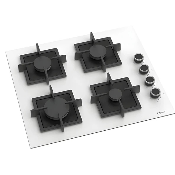 GL General GLO 206SC BASK Kare Beyaz Cam 60cm Döküm Ankastre Ocak - 2