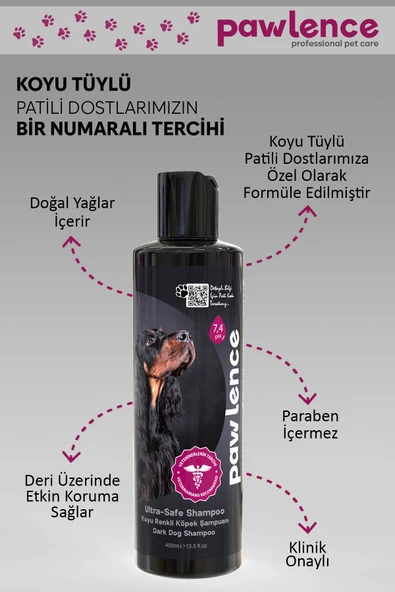 PAWLENCE Ultra-Safe Koyu Renkli Köpeklere Özel Şampuan 400ml - 3