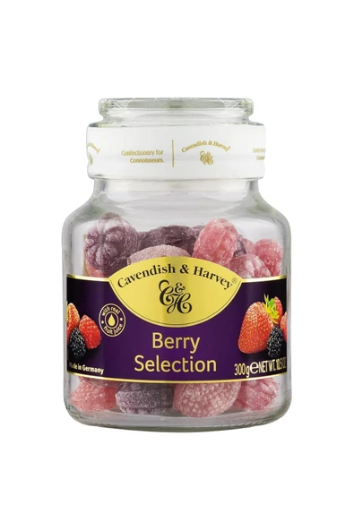 Cavendish & Harvey Mixed Berry Hard Candy Drops/Karışık Orman Meyve Aromalı Şeker Cam Kavanoz 300 g