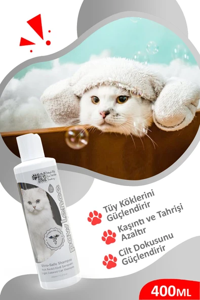 PAWLENCE Ultra-Safe Açık Renkli Kedilere Özel Şampuan 400ml - 2