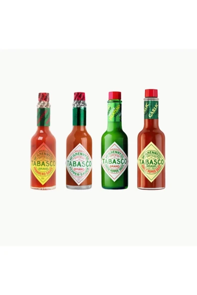 Tabasco 4'lü Sos Seti, Acı Kırmızı Biber 60 Ml, Jalapeno 60 Ml, Habareno 60ml , Garlic 60 ml Sos