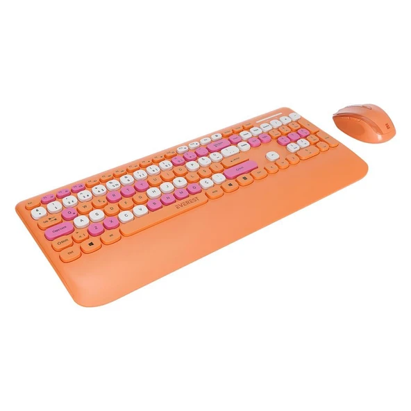 Everest KM-6281 CANDY Renkli Tuşlu Turuncu Kablosuz Q Multimedia Klavye + Mouse Set - 2