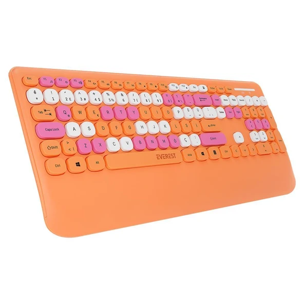 Everest KM-6281 CANDY Renkli Tuşlu Turuncu Kablosuz Q Multimedia Klavye + Mouse Set - 3