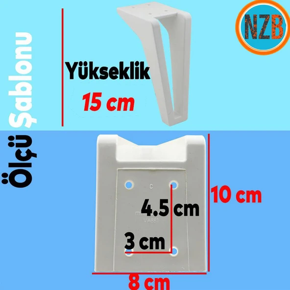 Mobilya Kanepe Sehpa Tv Ünitesi Çekyat Koltuk Ayağı 15 Cm Ayakları Beyaz Baza Ayakları - Resim 2