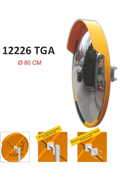Evelux Trafik Güvenlik Aynası (ø80cm) Tümsek Ayna, Otopark Aynası Sarı-siyah 12226 Tga