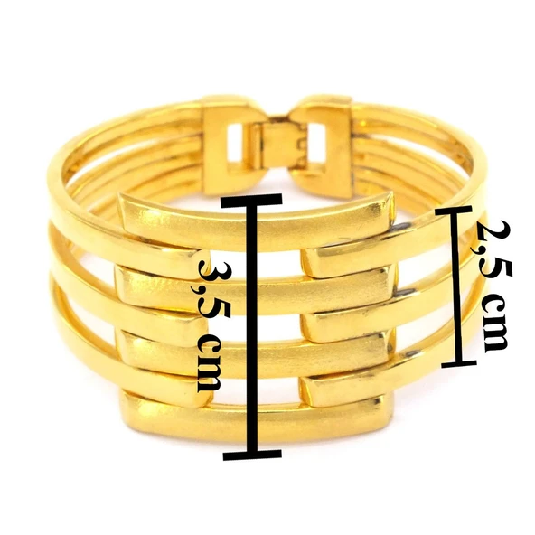 FerizZ Altın Kaplama Üç Kollu Dört Sıra Düz Kaburga Kelepçe - Resim 4