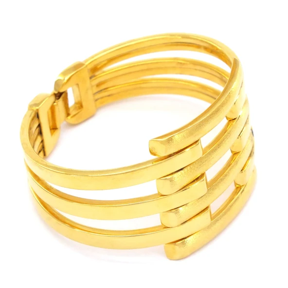 FerizZ Altın Kaplama Üç Kollu Dört Sıra Düz Kaburga Kelepçe - Resim 3