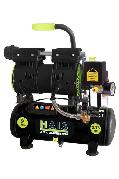 Hais 9 Litre Sessiz Yağsız Hava Kompresörü 0,75 Hp