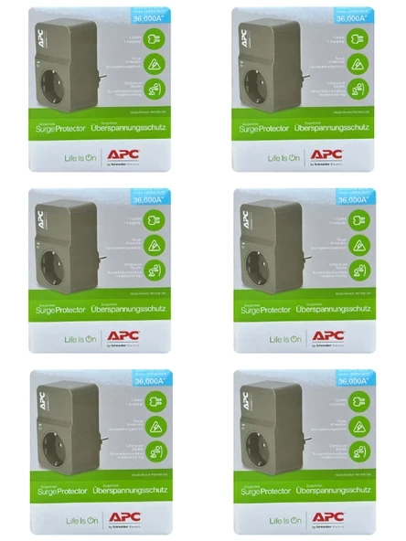 Schneider (6 Adet) Apc Tekli Akım Korumalı Priz (Siyah)