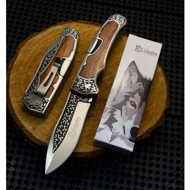 Columbia Company A3154-D Ahşap Gravürlü Kamp Çakısı