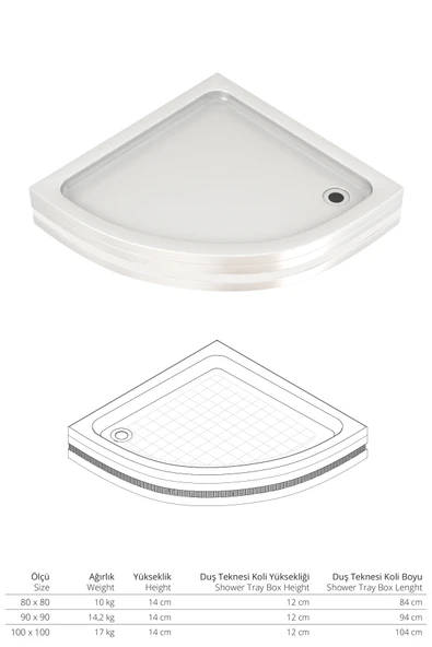 Sanica Magna Oval 80 x 80 20 cm Yükseklik Duş Teknesi - 2