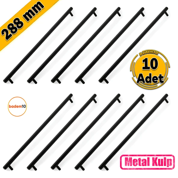 Hitit 10'lu 288 mm Çekmece Dolap Dolabı Kapak Kulpu Kulpları Kulbu Metal Kulp Mobilya Mutfak Banyo