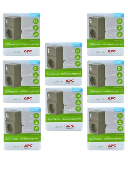Schneider (8 Adet) Apc Tekli Akım Korumalı Priz (Siyah)