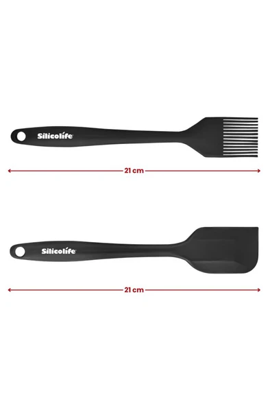 Silicolife Spatula ve Fırça Seti, Isıya Dayanıklı Yanmaz Yapışmaz Silikon Spatula ve Yumurta Fırçası 2’li Set - 2