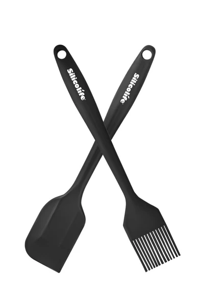 Silicolife Spatula ve Fırça Seti, Isıya Dayanıklı Yanmaz Yapışmaz Silikon Spatula ve Yumurta Fırçası 2’li Set - 3