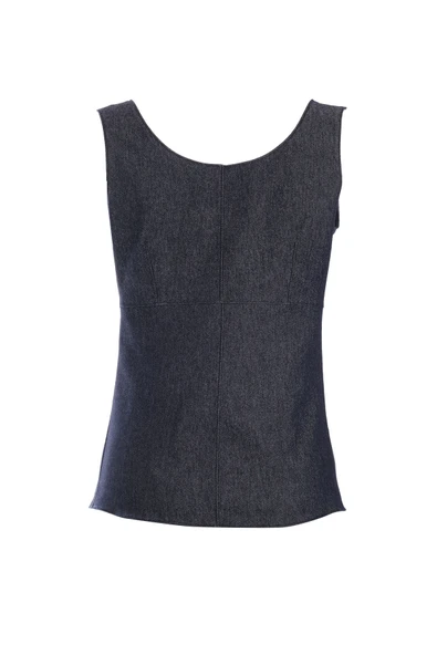 Ysatis Minimalist Crop Denim Yelek - Kolsuz, Düğmeli, Günlük - 7